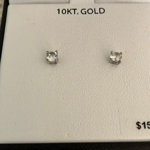Cubic Zirconia Earrings Set in White Gold. Originally $150. In Gift Box.